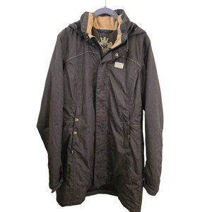 Helly Hansen Brown Tone On Tone Pattern Removable Hood Full Zip Jacket Size M